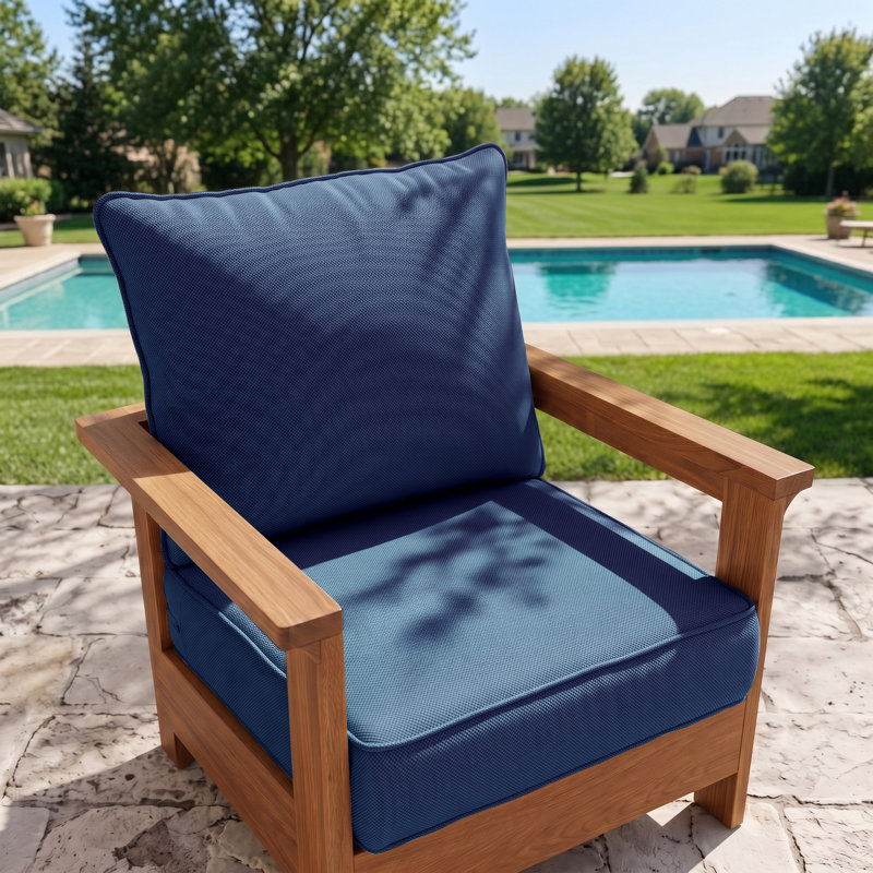 Coussin de chaise de patio extérieur 61 x 61 x 16 cm, coussin de rechange en oléfine résistant aux intempéries, housse amovible