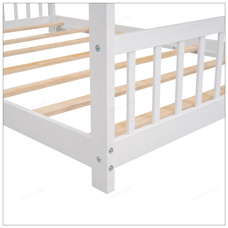 Full Size House Bed with Sturdy Wood Frame, Perfect for Comfortable Sleep and Modern Bedroom Decor.