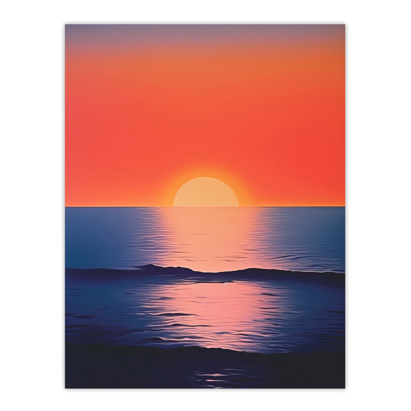 Wall Art Print Morning Glory Sunset on Sea Orange Living Room