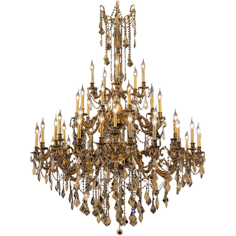 Ashmin Crystal Dimmable Tiered Chandelier, French Gold / Golden Teak (Smoky) / Royal Cut