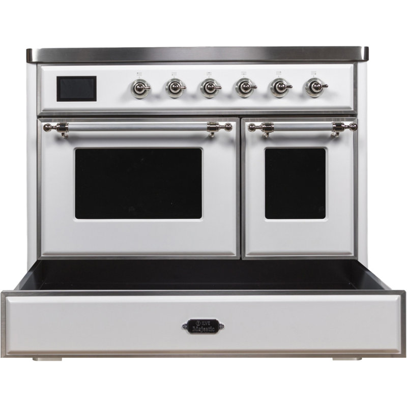 Majestic II 40" Freestanding Induction Range, White/Chrome