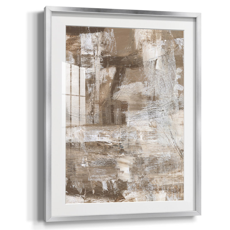Reproduction encadrée neutre imprimé Andaman II, Papier avec cadre argenté, Blanc