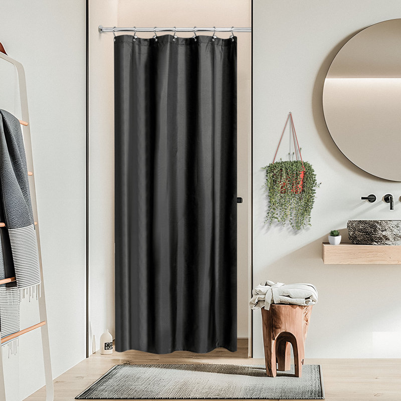 Rideau de douche en tissu hydrofuge, Noir, H 72 po x l 36 po