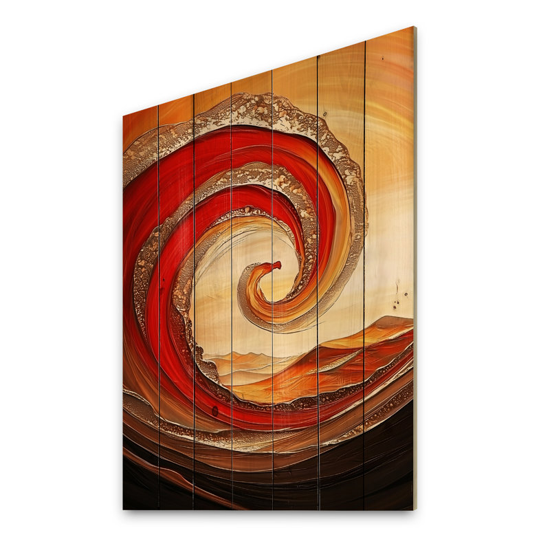 Paysage abstrait, désert, vague dorée I - Art mural moderne sur bois de pin naturel, H 32 po x l 24 po x P 0,78 po