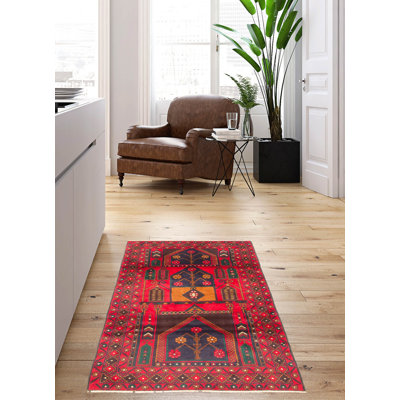 Teimani Red Rug 3'7" x 6'7"