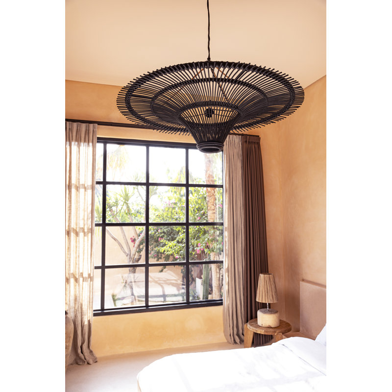 Rattan Novelty Lamp Shade ( Uno ) in Black, 23" H x 60" W x 60" D