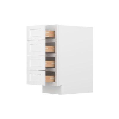 Meuble bas de cuisine à 4 tiroirs, à assembler soi-même, 61 cm de profondeur x 38 cm de largeur x 88 cm de hauteur, blanc