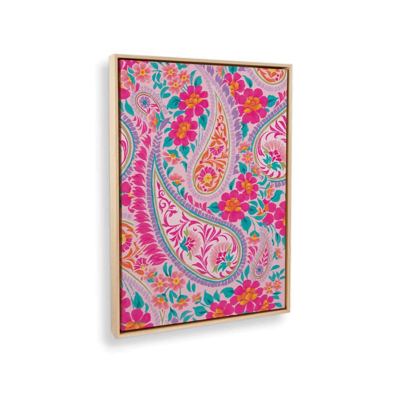 «Bright Paisley» par Cat Thurman Designs, reproduction d'art, L 30 x H 40, Tanné, Toile avec cadre