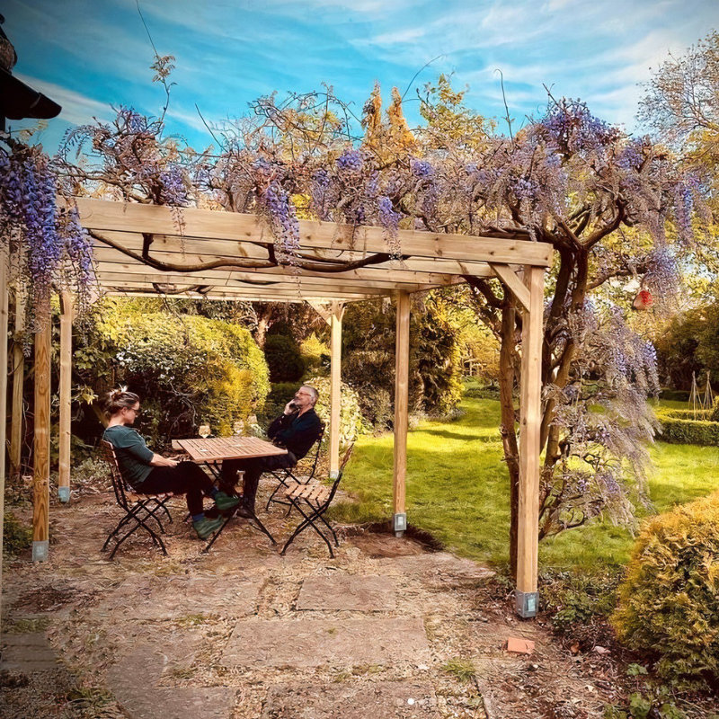 Angelys Solid Wood Pergola, Light Green, 20' x 6'