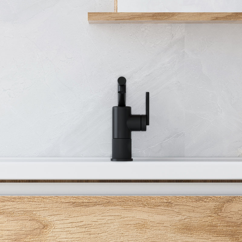 Robinet de lavabo pour salle de bain à poignée simple 8 po H, Noir mat