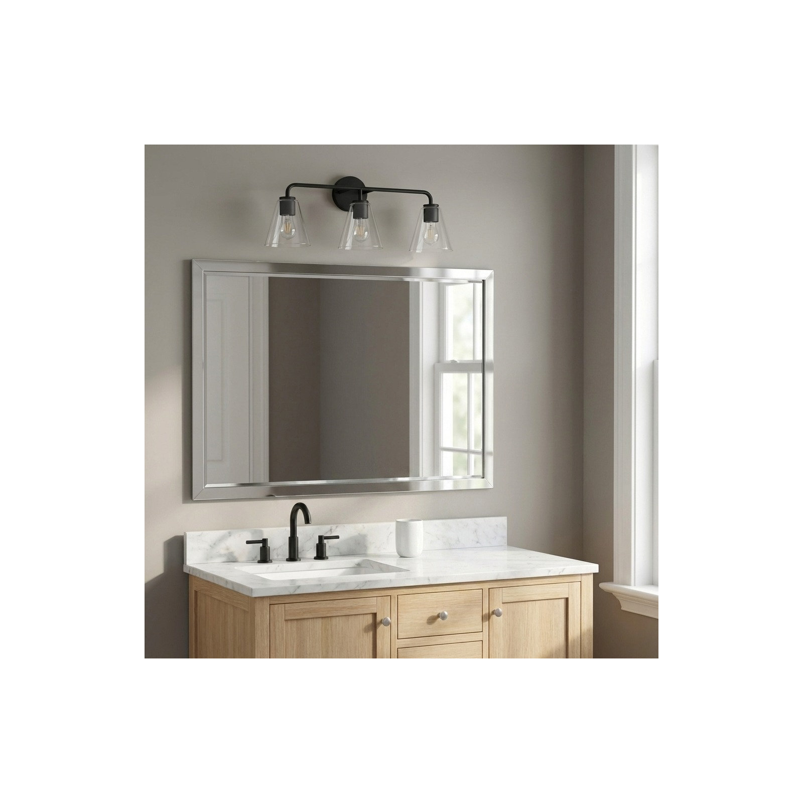 Senda One Light Vanity, Clear, Midnight Black, 3