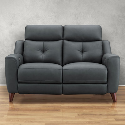 Upholstered 62.5 " Leather Match and Top Grain Leather Loveseat