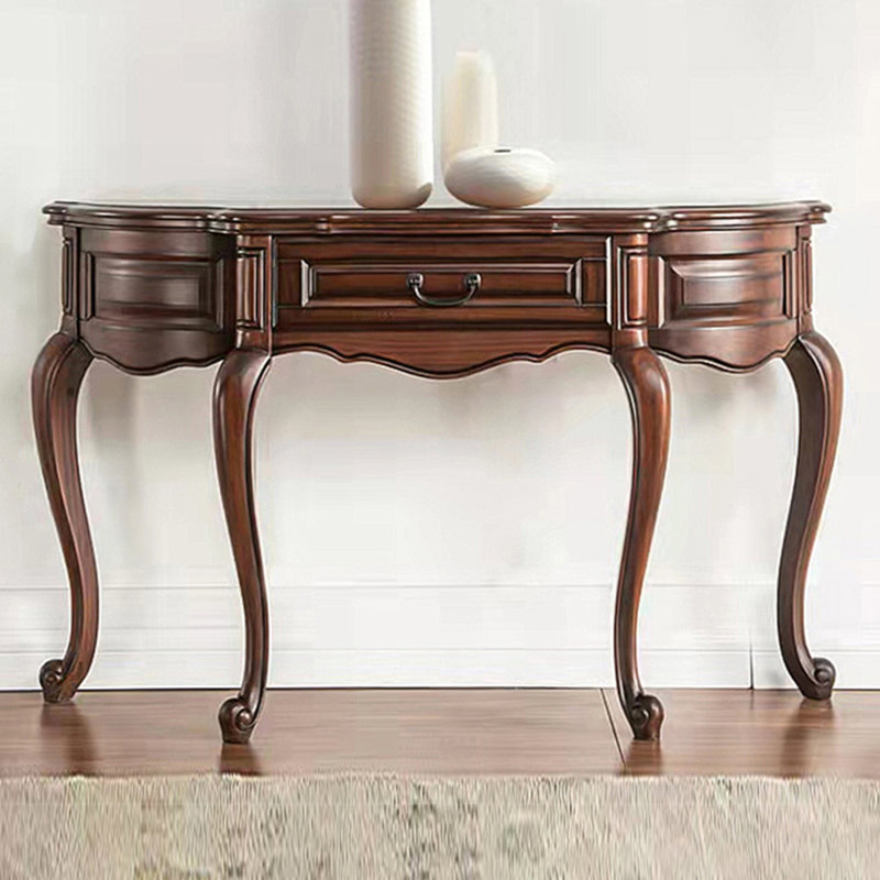 Console en bois de noyer américain semi-circulaire, L 55,12 po x P 15,75 po x H 33,86 po