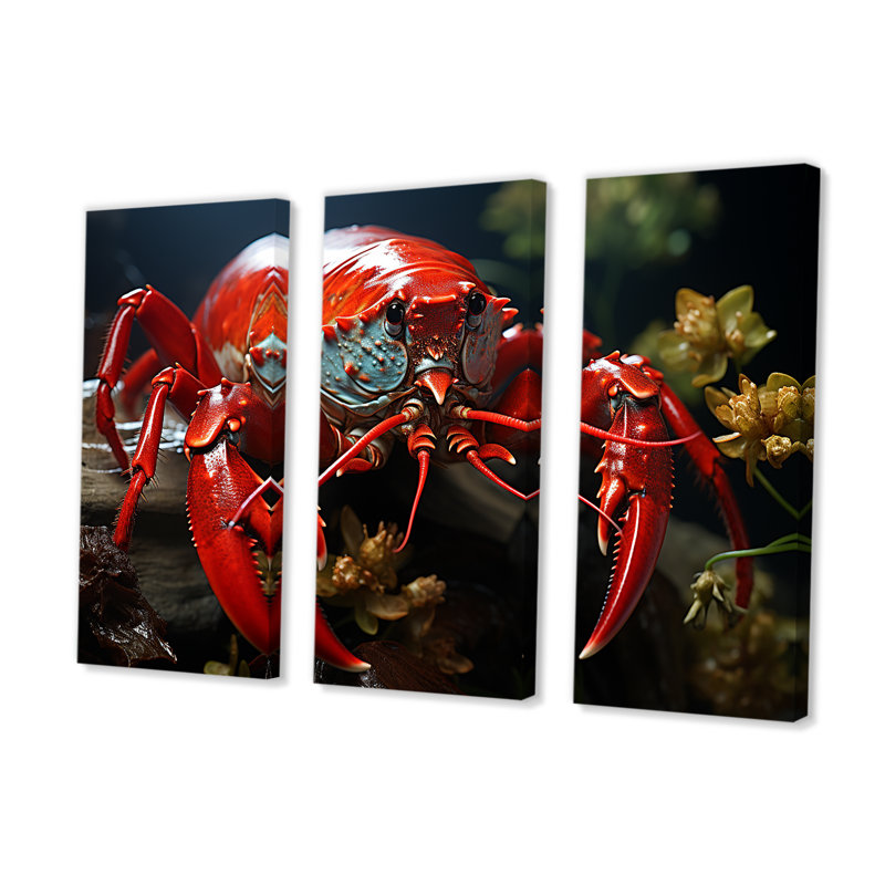 Photo de crevette mante rouge - ensemble d'impression d'art mural corail sous l'eau, H 40 po x l 60 po