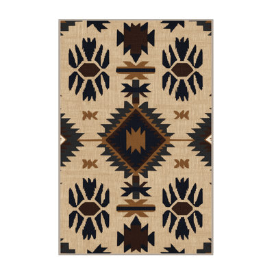 Washable Coyote Tracks Southwestern Area Rug