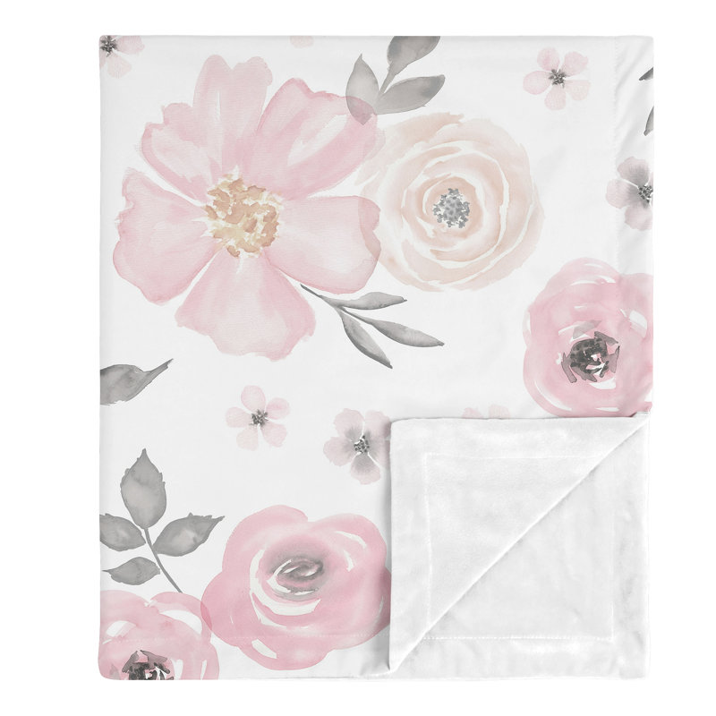 Couverture florale aquarelle, Rose / Gris