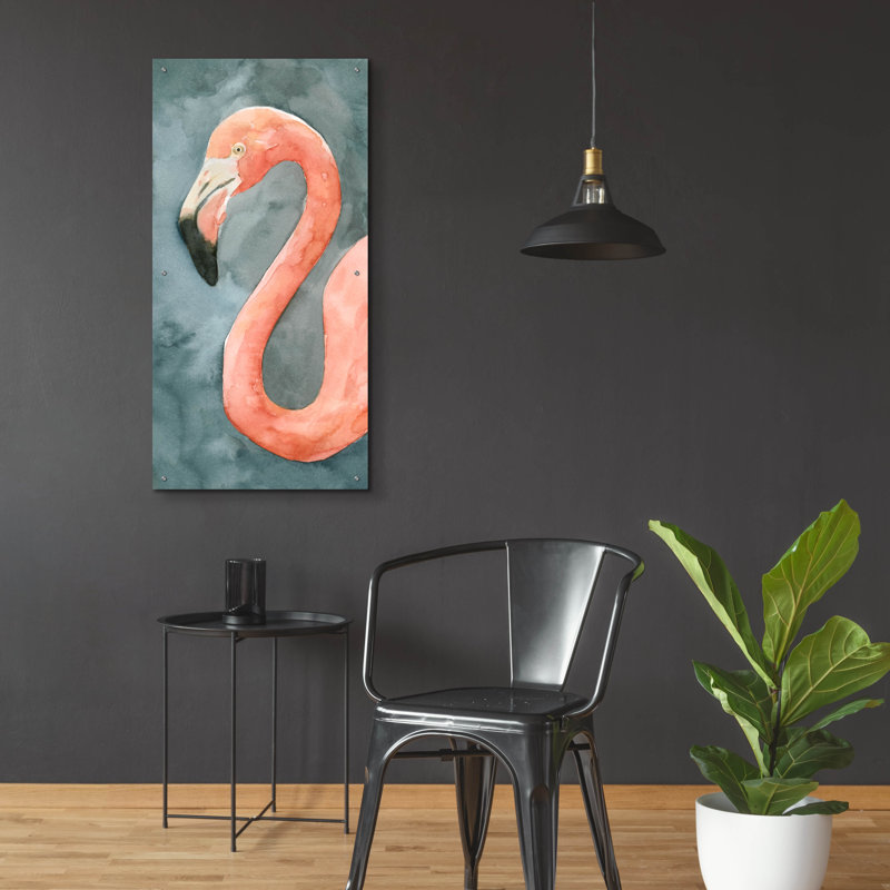  «Flamingo Study 2» par Emma Caroline, art mural en verre acrylique, 24 po x 48 po, H 48 po x l 24 po