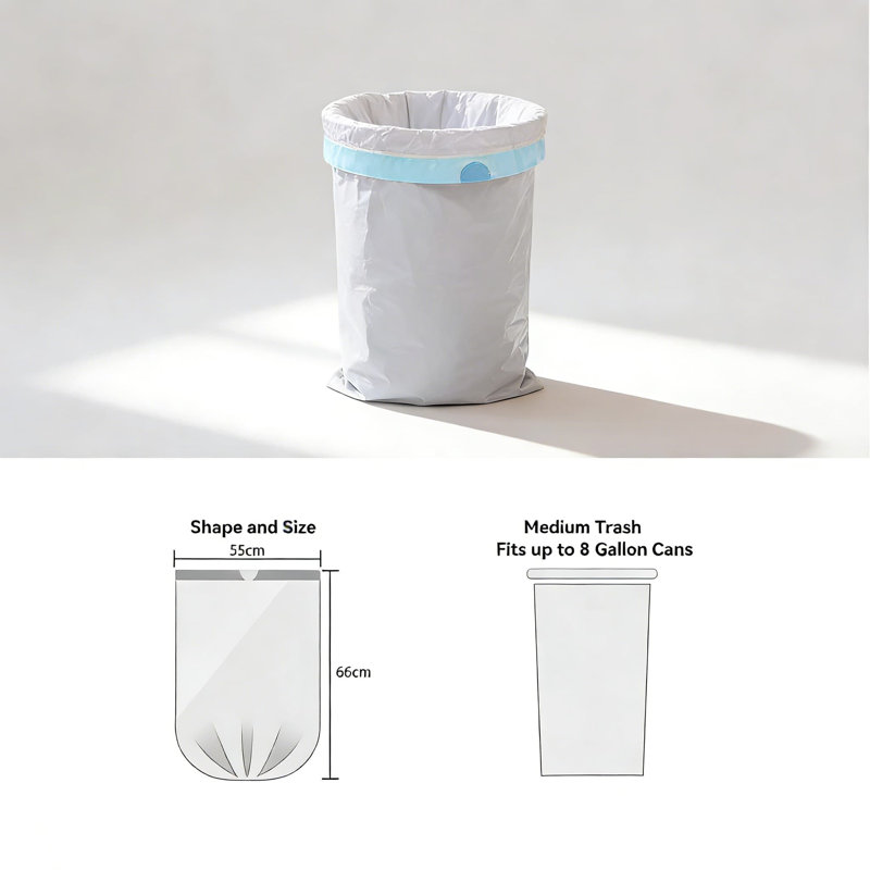 6 sacs à ordures à cordon 6 gallons, paquet de 35, sacs à ordures durables non parfumés pour une utilisation intérieure et extérieure, 55 x 66 cm, 9,5 g par sac