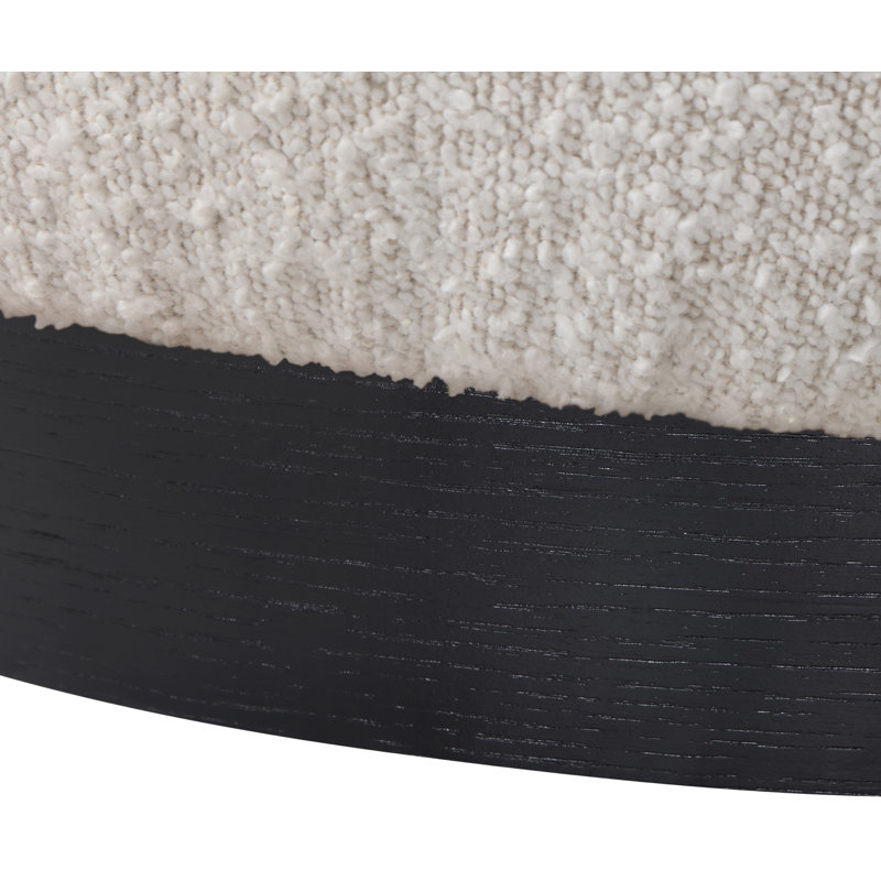 Fauteuil d'appoint Calais, Tissu crème bouclé, Noir