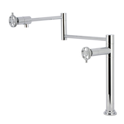 Kingston Brass Webb Two-Handle 1-Hole Deck Mount Pot Filler Faucet with Knurled Handle