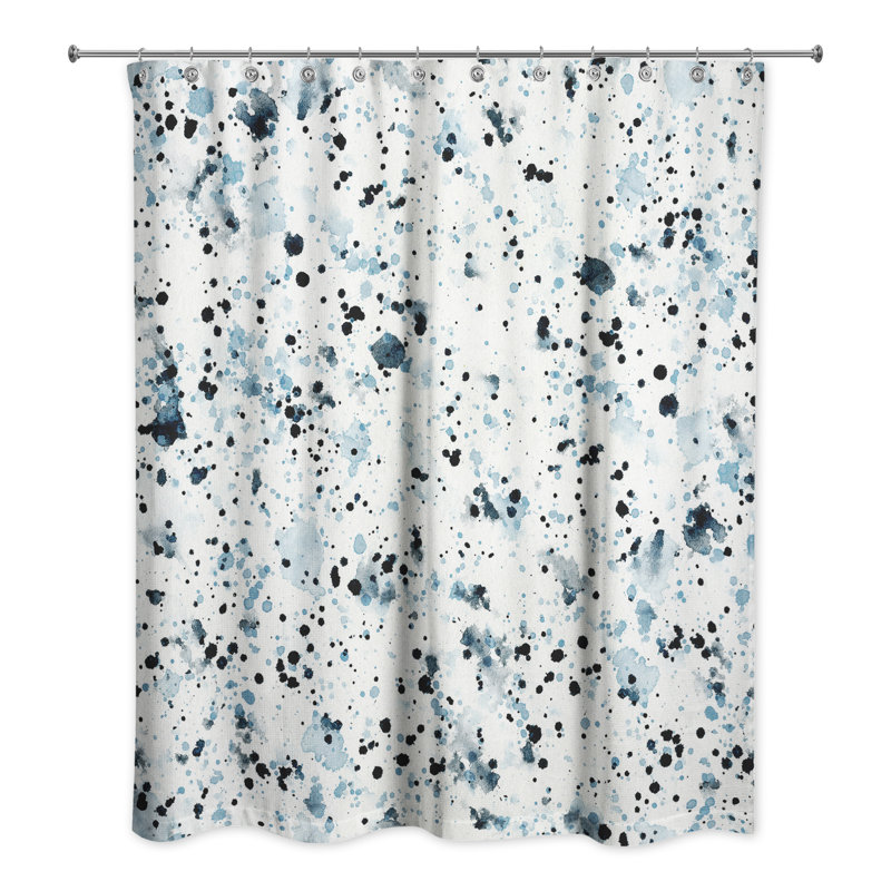 Rideau de douche à pois Romal, Bleu marine