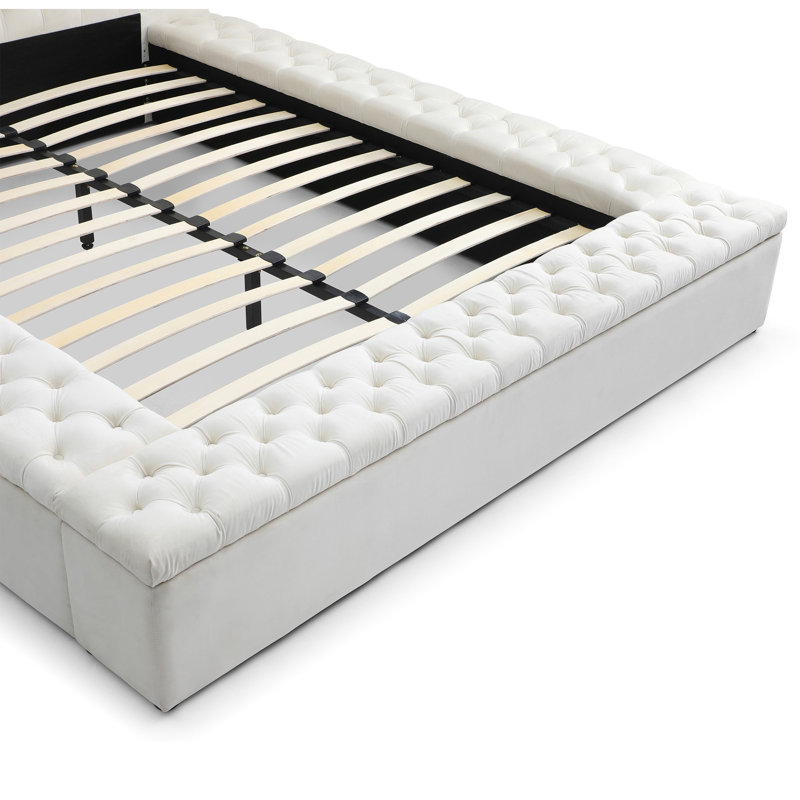 Lit plateforme avec rangement Serenity, Crème, Grand