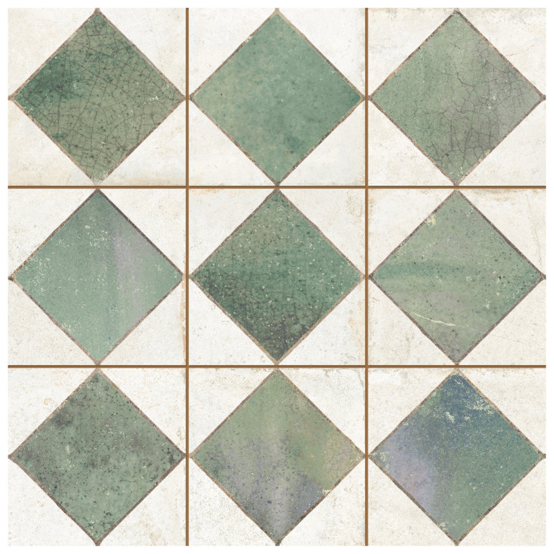 Kings Arles 13 In. X 13 In. Ceramic Floor And Wall Tile, Green/Beige