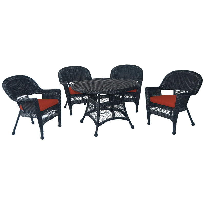Ensemble de salle à manger 44,5 po, Noir, Rouge