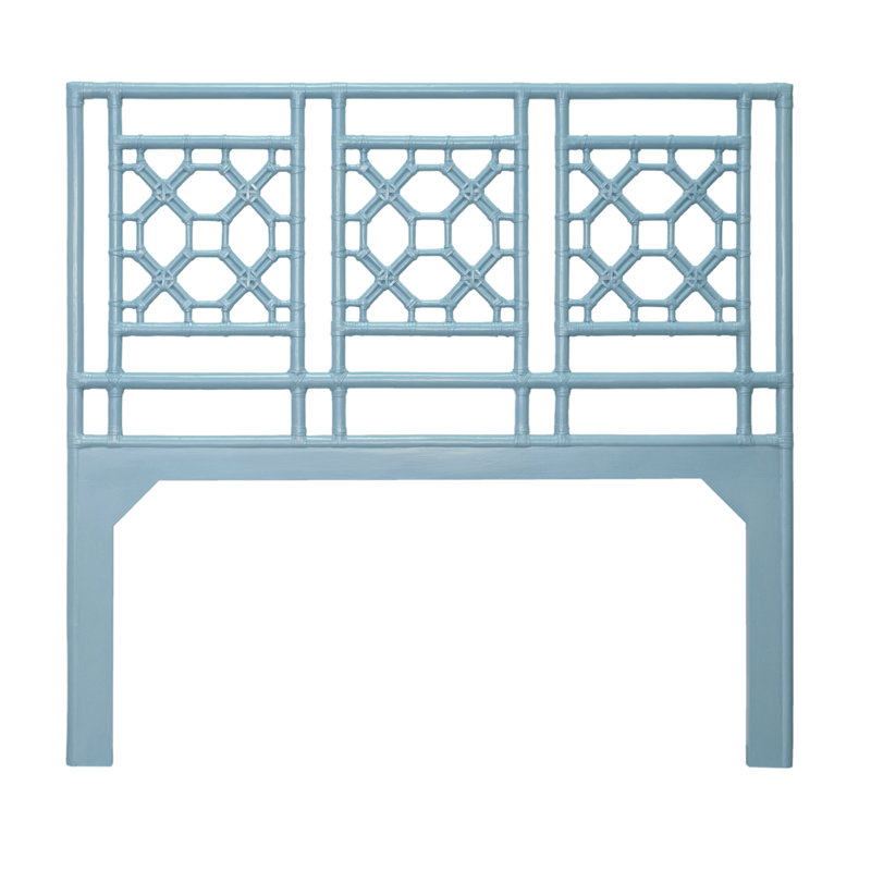 Lattice Back Platform Bed, Queen, Pool Blue