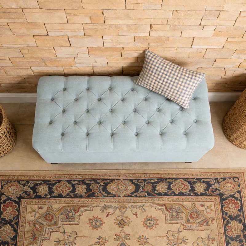 Banc de rangement avec repose-pieds 50,25 po, Bleu pastel