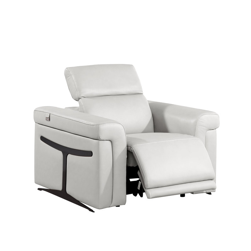 Fauteuil inclinable électrique Don cuir, Gris clair