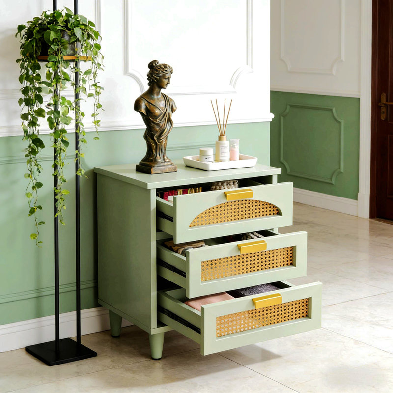 Table d'appoint en rotin, petite armoire de rangement, table de chevet
