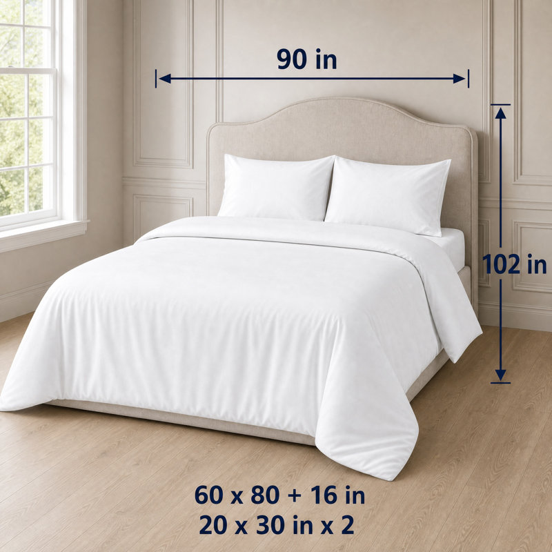 Ensemble de literie en microfibre blanc 4 pièces, ensemble de draps doux grand et très grand avec housse de couette, drap-housse, drap plat et taies d'oreiller pour la chambre à coucher