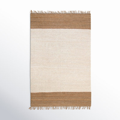 Haines Jute Brown and Ivory Stripe with Fringe