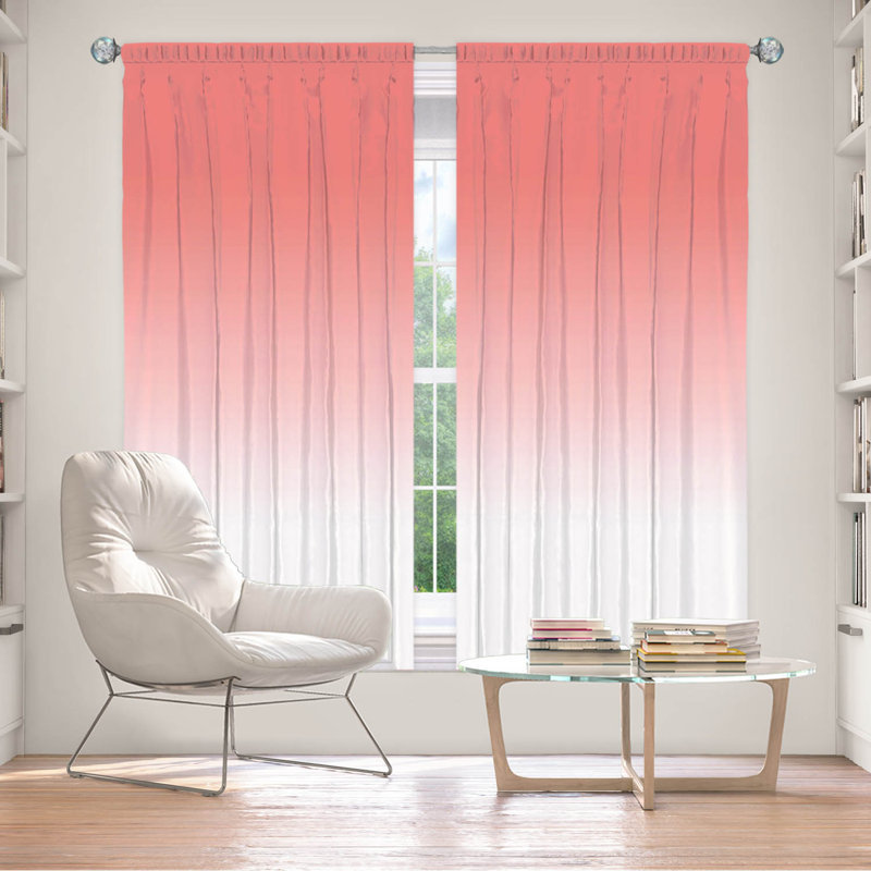 Vandela Room Darkening Curtain Pair, 40" W x 82" L, Pink/Peach/White