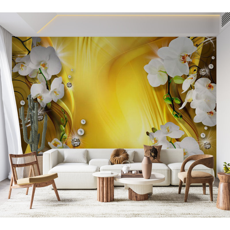Kaleisha Floral Wall Mural, 96" L x 137" W, Unpasted