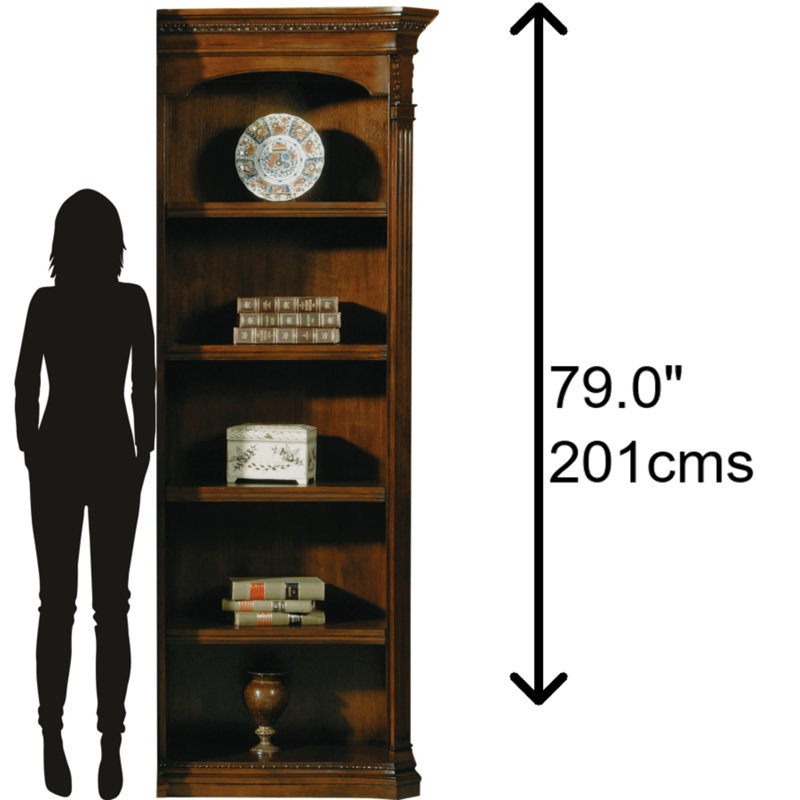 Old World Walnut Burl Tall Adjustable Wood Bookcase