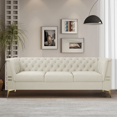 82.68'' Velvet Upholstered Sofa -  Everly Quinn, AEE788729F544D7D98F53A35604711E5