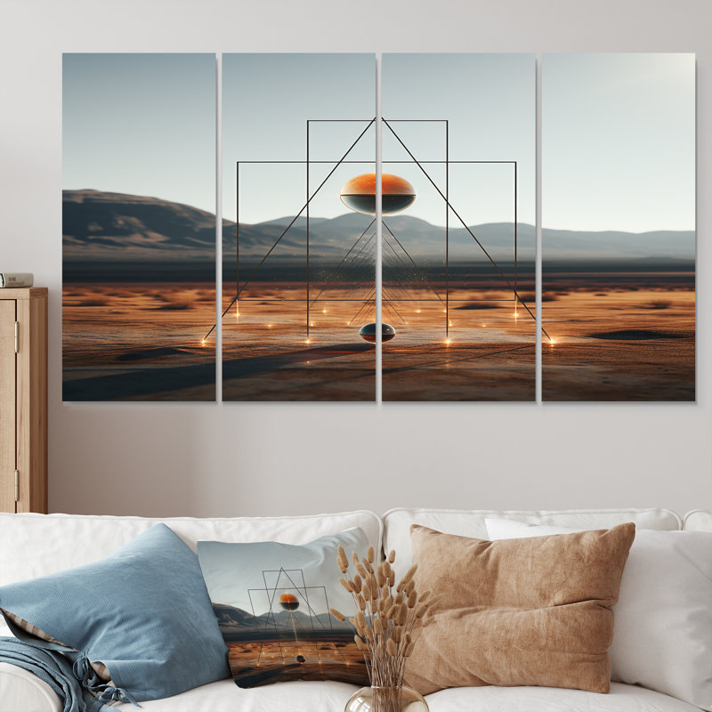 Crites - Paysage abstrait, art mural sur toile, 4 pièces, H 32 po x l 64 po