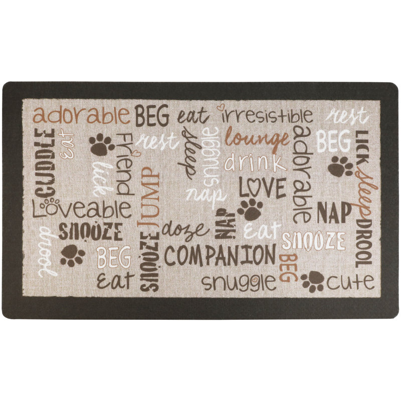 Napperon pour animal de compagnie, tapis d'alimentation pour chien et chat - Tissu absorbant, envers imperméable, antidérapant, lavable à la machine (lin brun clair) (12 po x 20 po) (fabriqué aux États-Unis)