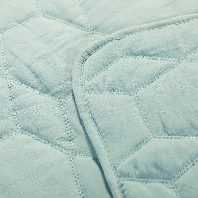 Ensemble de courtepointe en microfibre 4 pièces Jeanne, Courtepointe double / grand et 2 taies décorative, Bleu clair