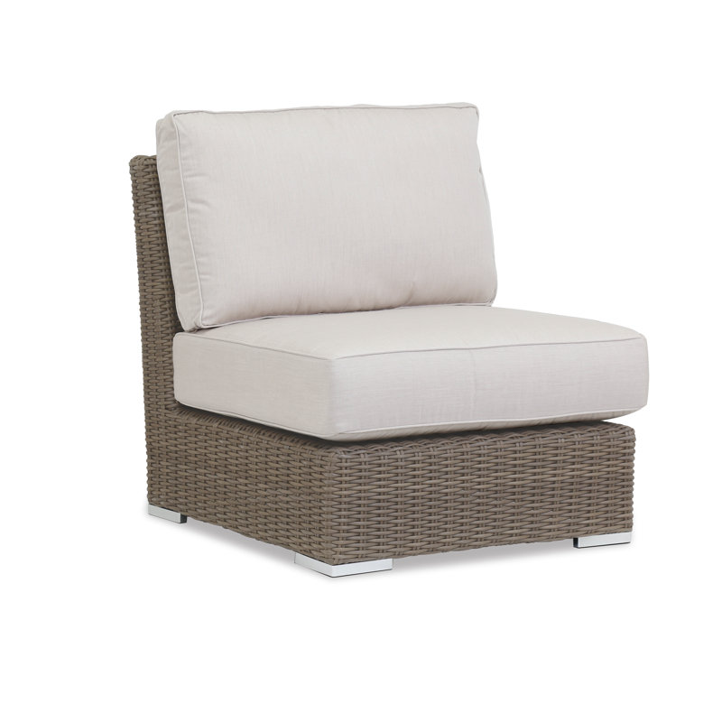 Coronado Premium All-Weather Wicker Outdoor Armless Lounge Chair , Sunbrella® Cushions Included, Canvas Flax Sunbrella®