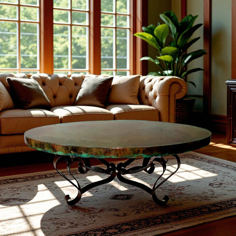 Table basse ovale martelée en fer forgé à la main de 68 po Grandeur - Susana Molina Designs
