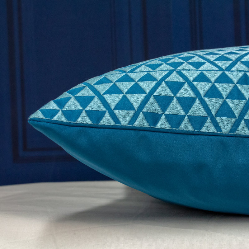 Bax Geometric Square Cushion, Skydiver/Camellia, Cushion Cover Only - No Insert