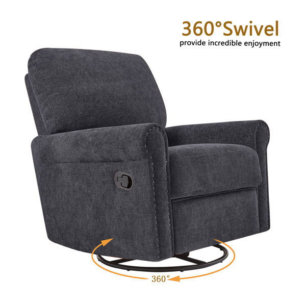 Red Barrel Studio® Kimberlly Upholstered Swivel Rocker Manual Recliner ...