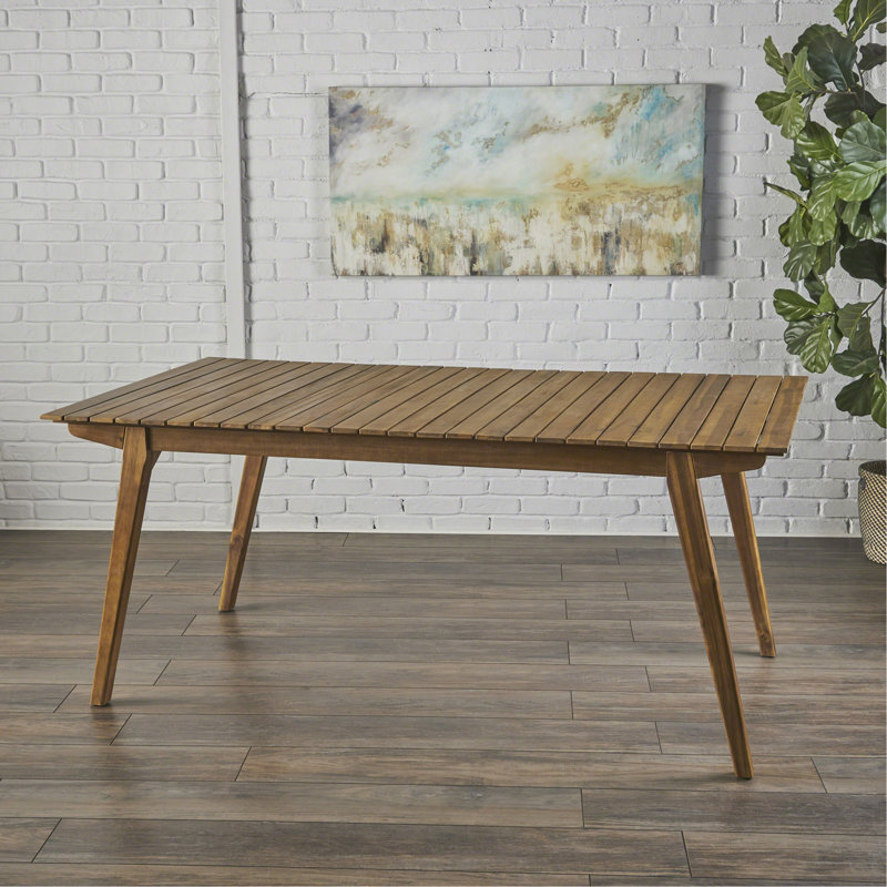 Table de salle à manger d'extérieur en bois massif de 69 po