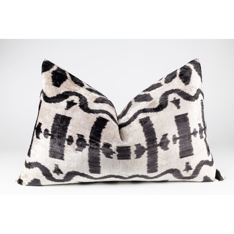 Silk Lumbar Rectangular Pillow Cover & Insert, Black/White/Geometric