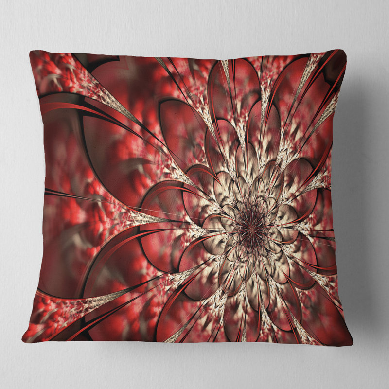Oreiller à motif floral à fleurs symétriques, 18 po x 18 po, Coussin décoratif