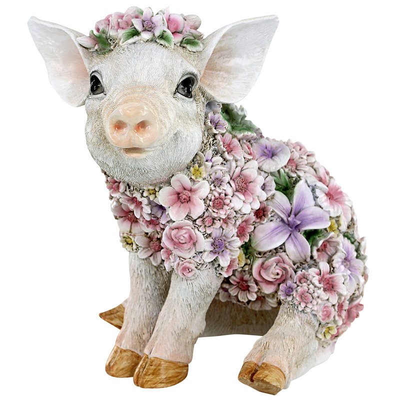 Statue de cochon fleur