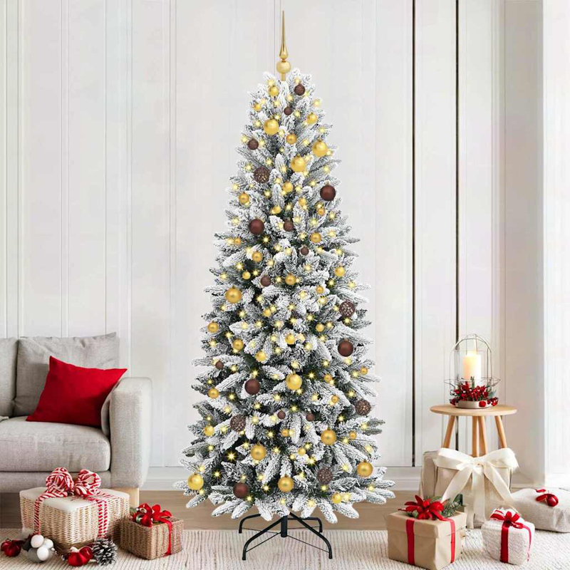 Artificial Christmas Tree with 300 LEDs White 73 x 73, 210cm H